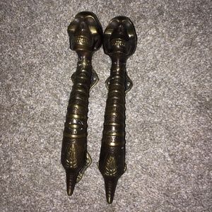 Solid brass skull and skeleton handles for doors etc